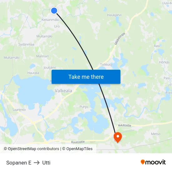 Sopanen E to Utti map
