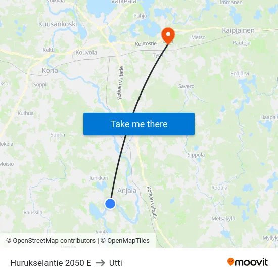 Hurukselantie 2050 E to Utti map