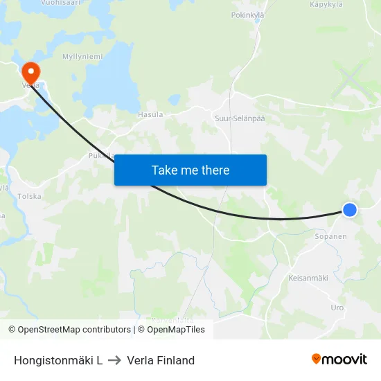 Hongistonmäki L to Verla Finland map
