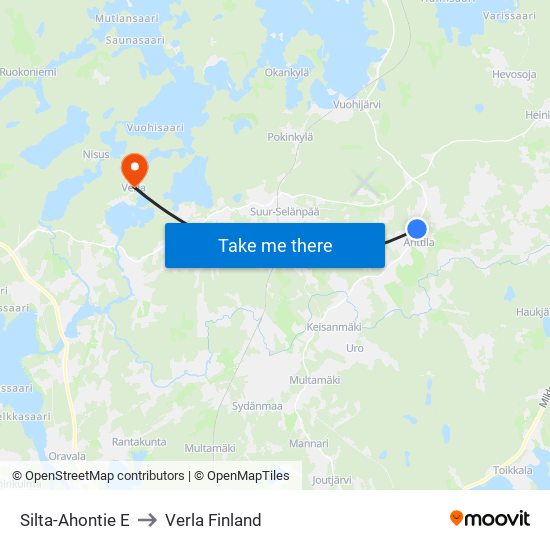 Silta-Ahontie E to Verla Finland map
