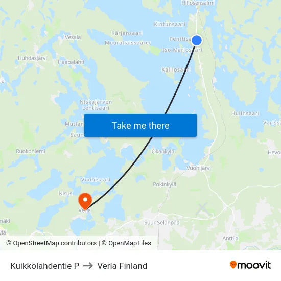 Kuikkolahdentie P to Verla Finland map