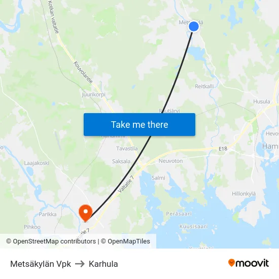Metsäkylän Vpk to Karhula map
