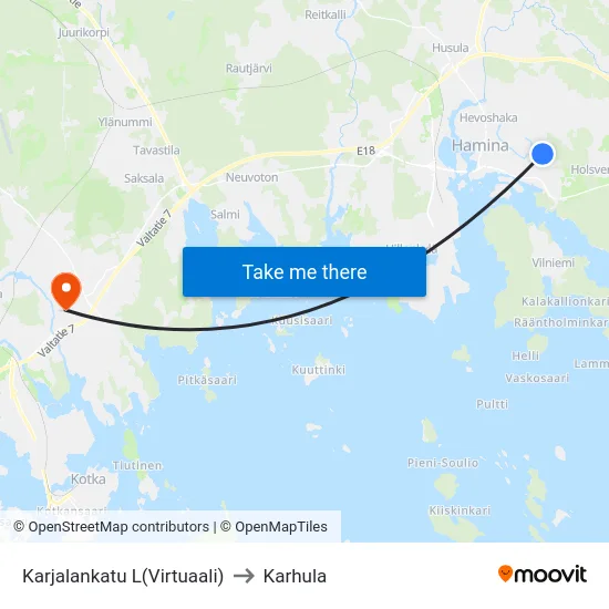 Karjalankatu L(Virtuaali) to Karhula map