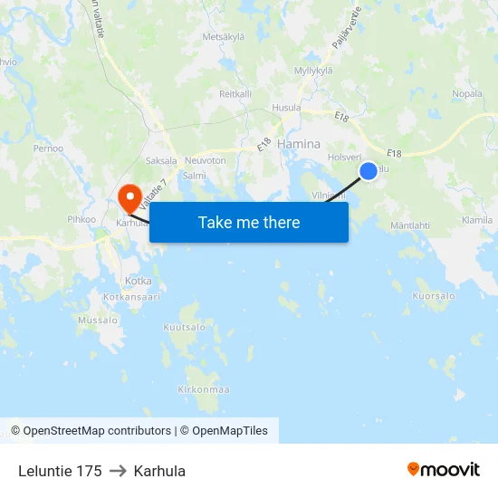 Leluntie 175 to Karhula map