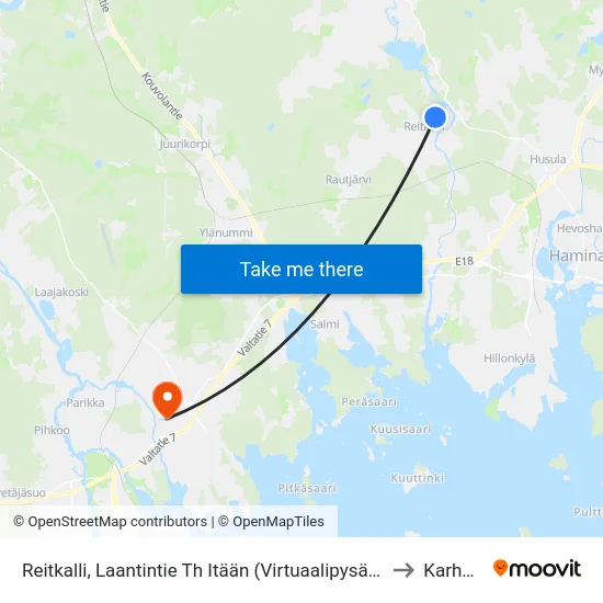 Reitkalli, Laantintie Th Itään (Virtuaalipysäkki) to Karhula map