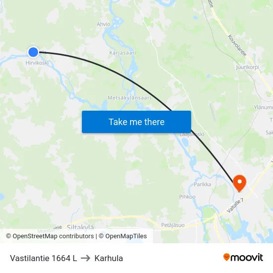 Vastilantie 1664 L to Karhula map