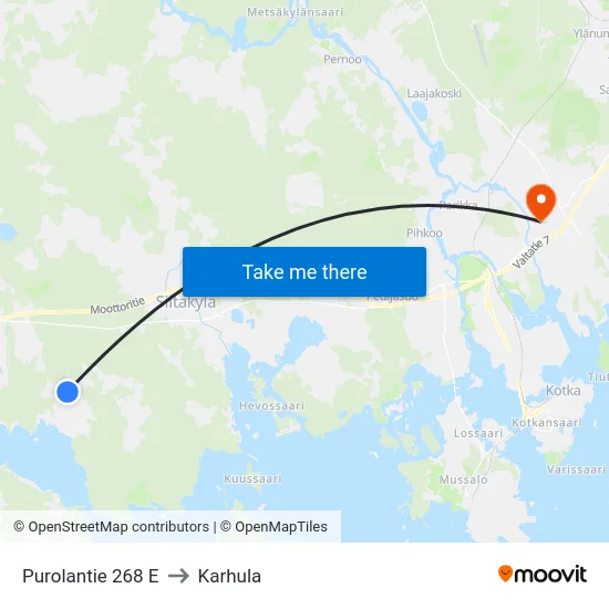 Purolantie 268 E to Karhula map