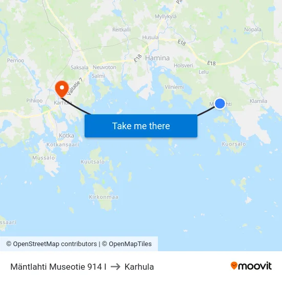 Mäntlahti Museotie 914 I to Karhula map