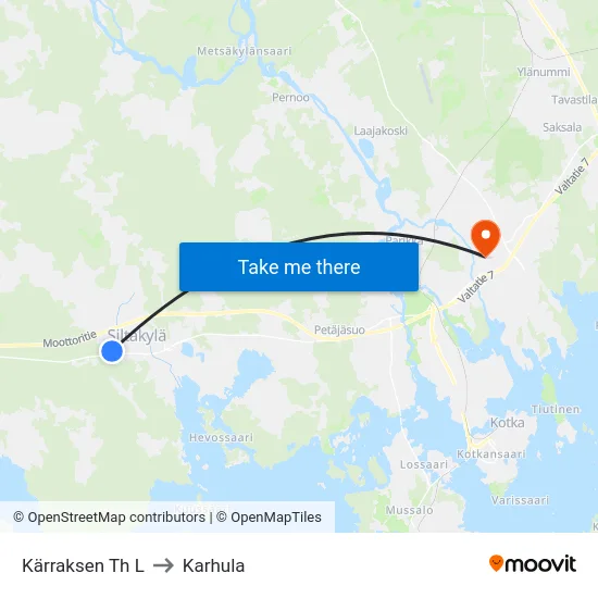 Kärraksen Th L to Karhula map
