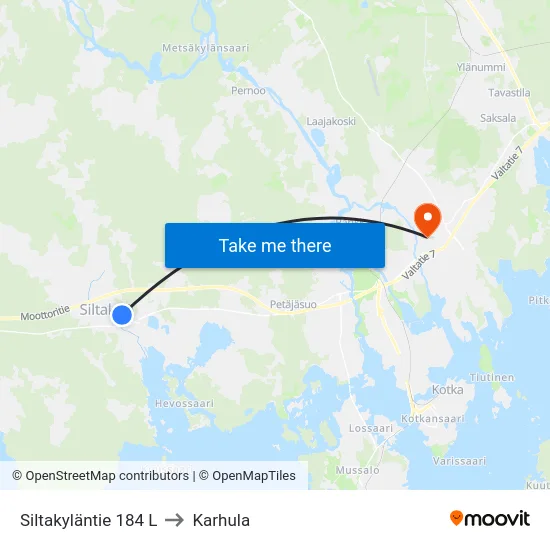 Siltakyläntie 184 L to Karhula map
