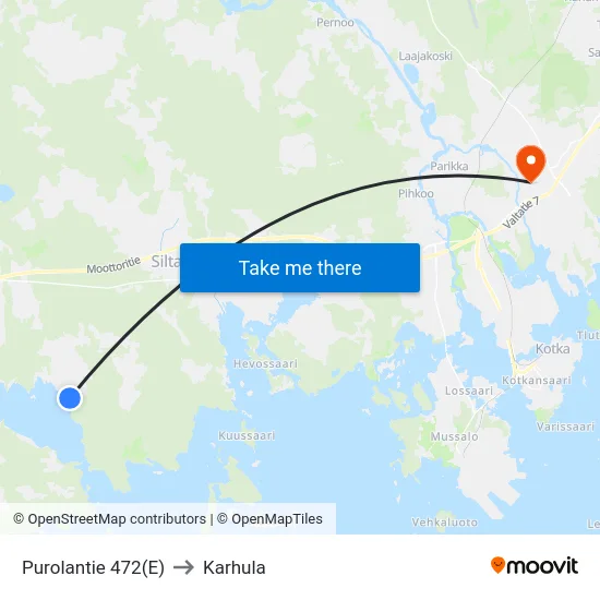 Purolantie 472(E) to Karhula map