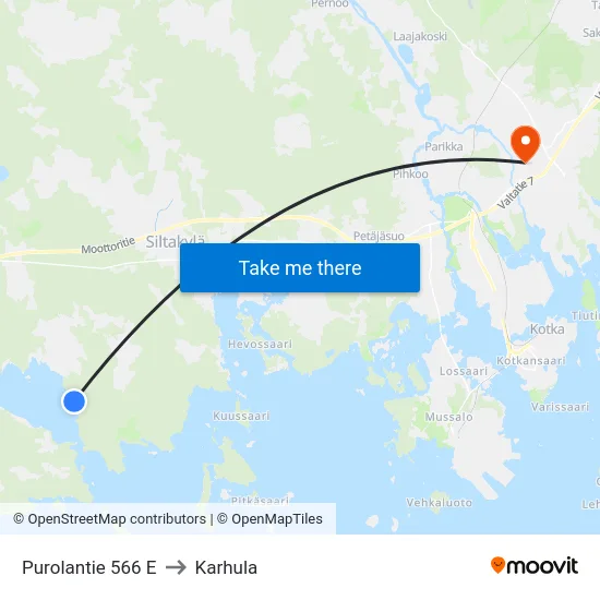 Purolantie 566 E to Karhula map
