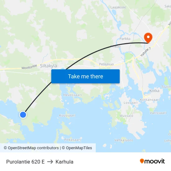 Purolantie 620 E to Karhula map