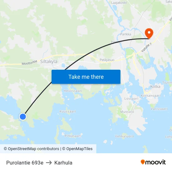 Purolantie 693e to Karhula map