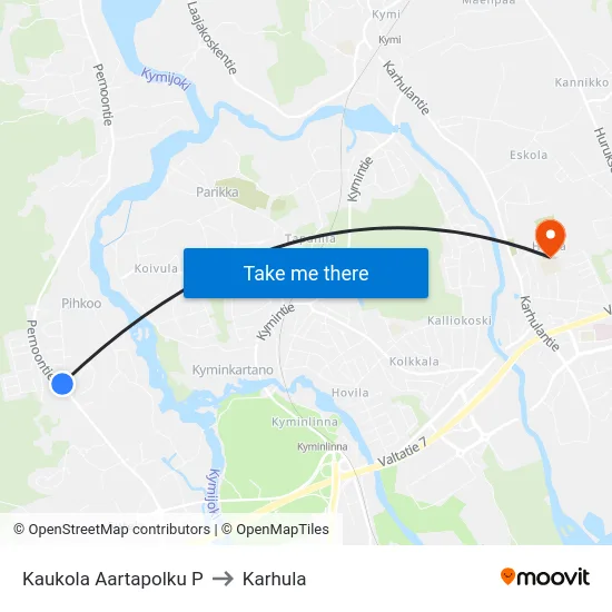 Kaukola Aartapolku P to Karhula map