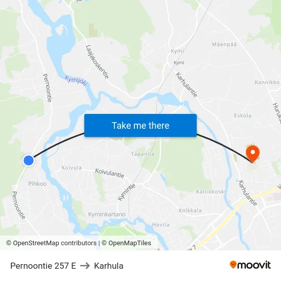 Pernoontie 257 E to Karhula map