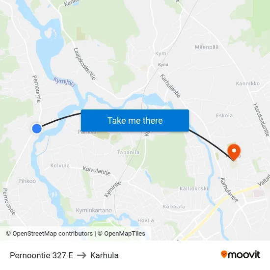 Pernoontie 327 E to Karhula map