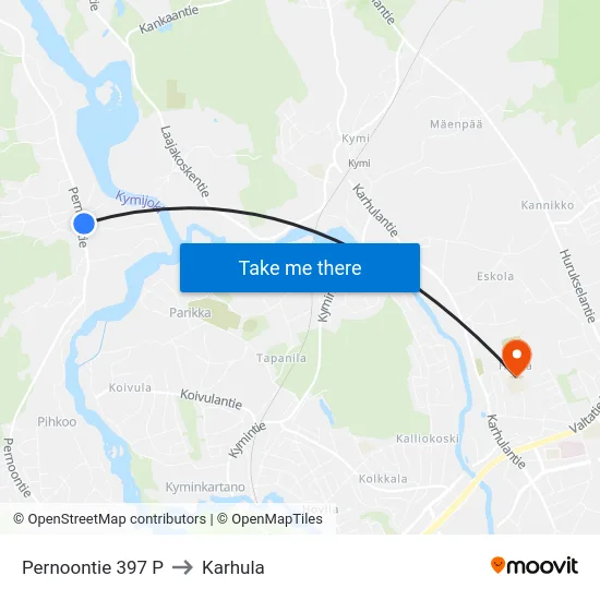 Pernoontie 397 P to Karhula map