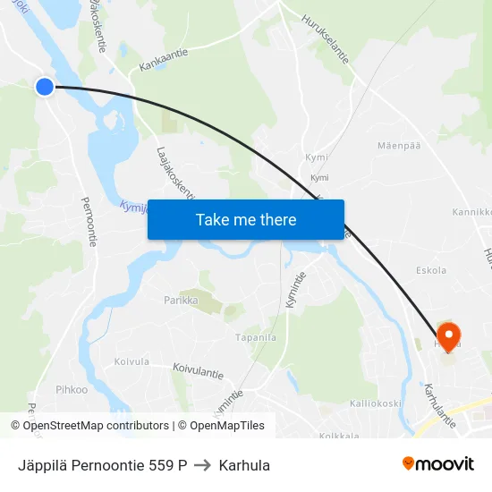 Jäppilä Pernoontie 559 P to Karhula map