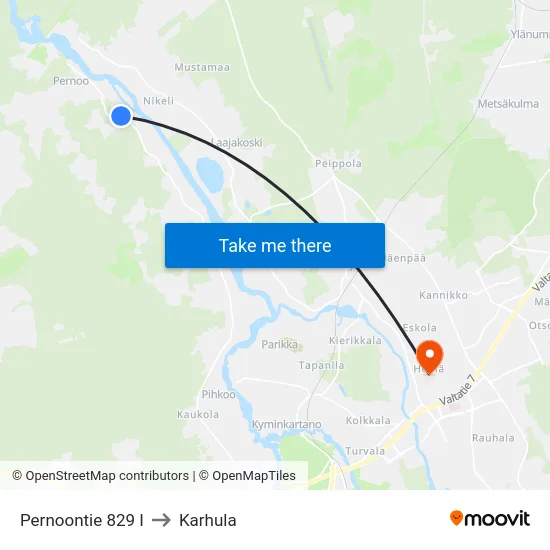Pernoontie 829 I to Karhula map