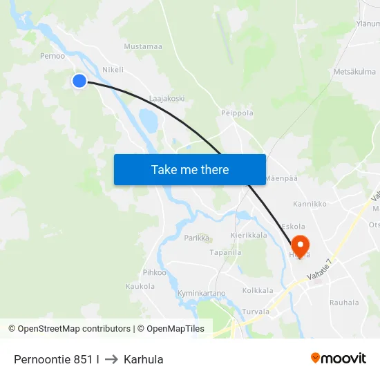 Pernoontie 851 I to Karhula map