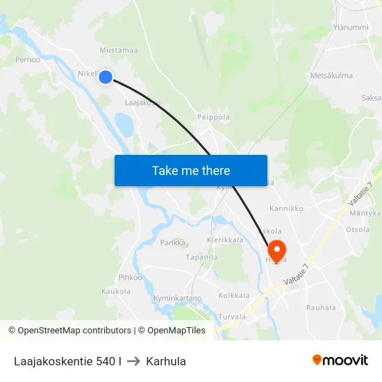 Laajakoskentie 540 I to Karhula map