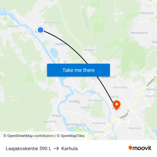 Laajakoskentie 590 L to Karhula map