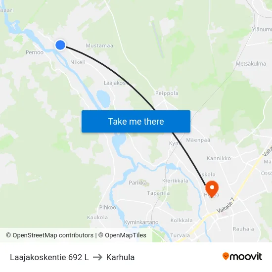 Laajakoskentie 692 L to Karhula map