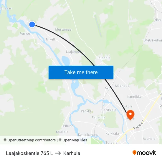 Laajakoskentie 765 L to Karhula map