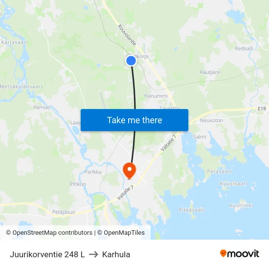 Juurikorventie 248 L to Karhula map