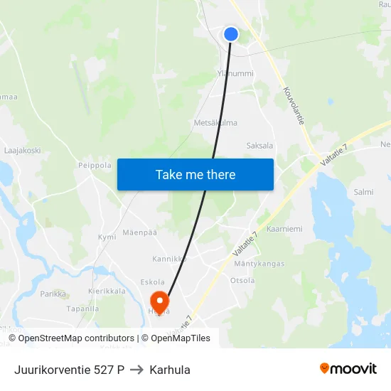 Juurikorventie 527 P to Karhula map