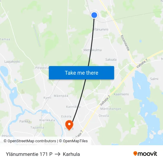 Ylänummentie 171 P to Karhula map