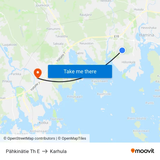 Pähkinätie Th E to Karhula map