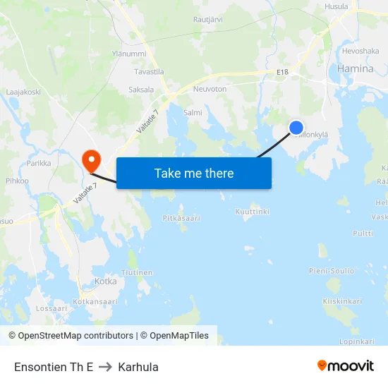 Ensontien Th E to Karhula map