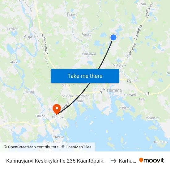 Kannusjärvi Keskikyläntie 235 Kääntöpaikka to Karhula map
