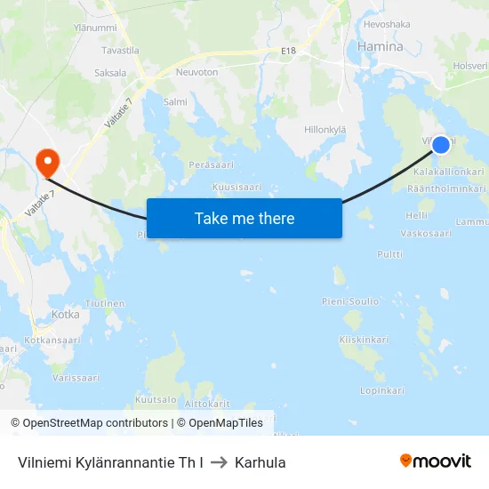Vilniemi Kylänrannantie Th I to Karhula map