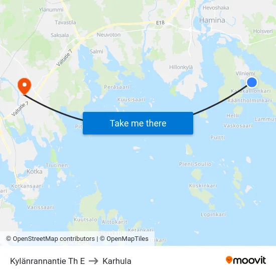 Kylänrannantie Th E to Karhula map