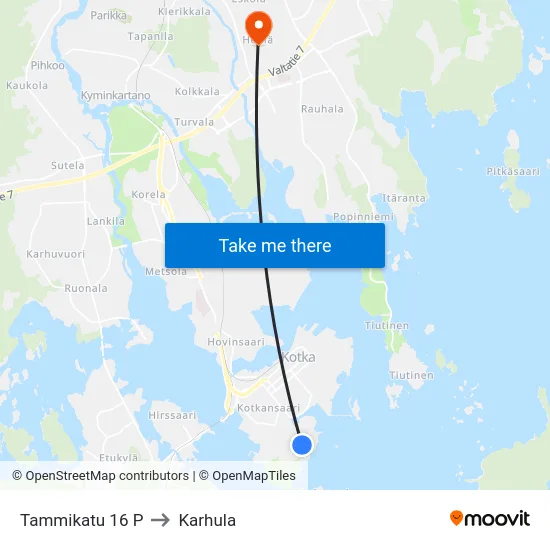 Tammikatu 16 P to Karhula map