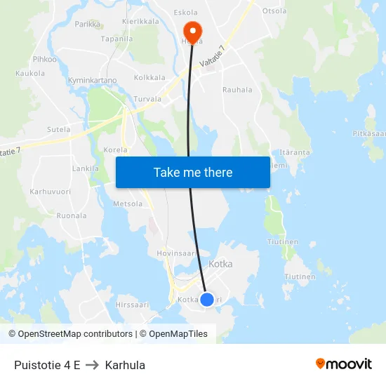 Puistotie 4 E to Karhula map