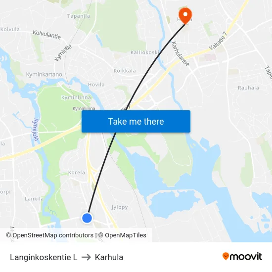 Langinkoskentie L to Karhula map