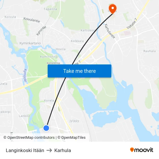 Langinkoski Itään to Karhula map