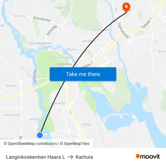 Langinkoskentien Haara L to Karhula map