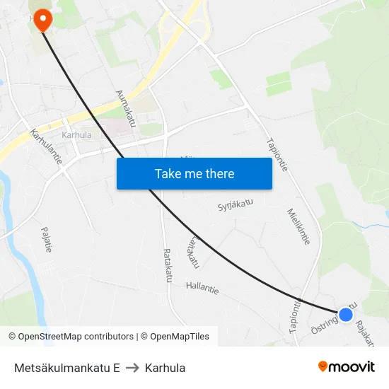 Metsäkulmankatu E to Karhula map