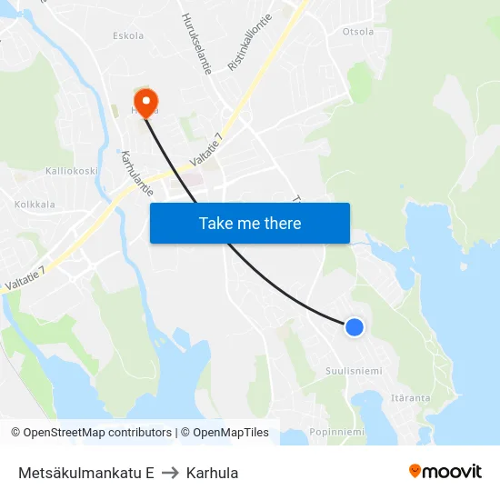 Metsäkulmankatu E to Karhula map