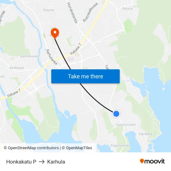 Honkakatu P to Karhula map