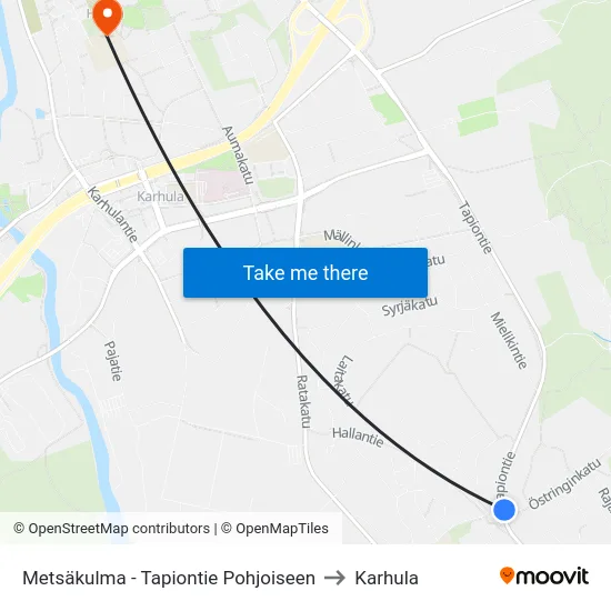 Metsäkulma - Tapiontie Pohjoiseen to Karhula map