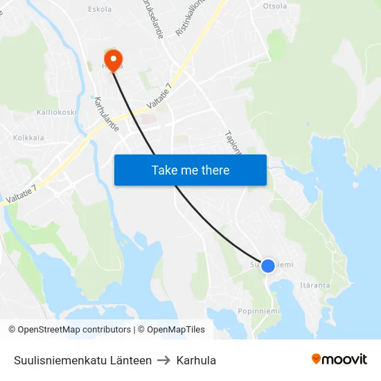 Suulisniemenkatu Länteen to Karhula map