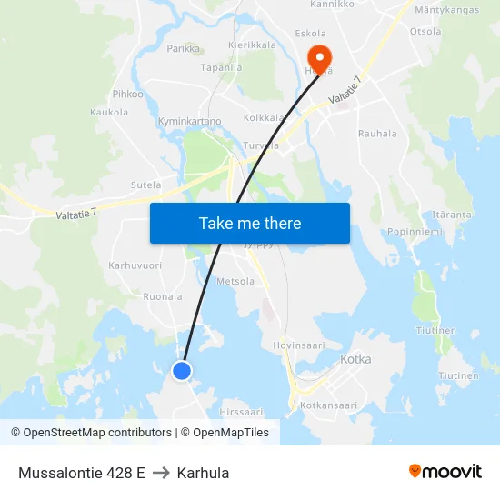 Mussalontie 428 E to Karhula map