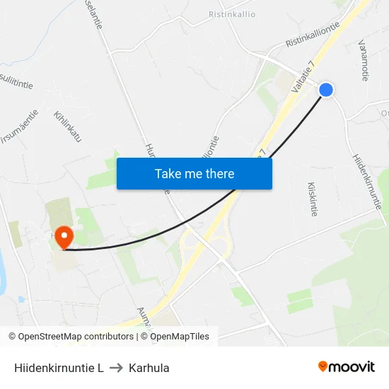 Hiidenkirnuntie L to Karhula map