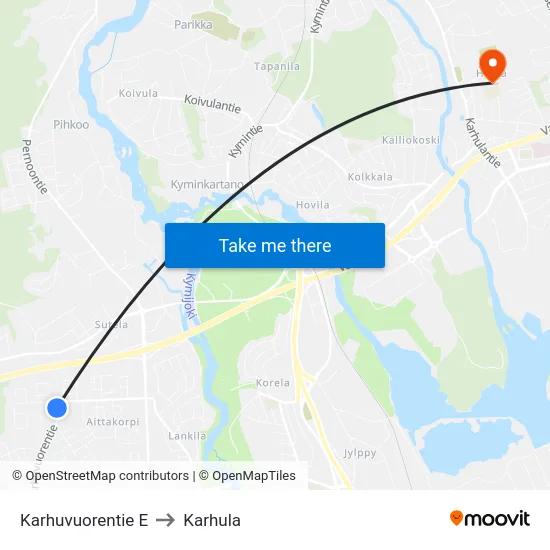 Karhuvuorentie E to Karhula map